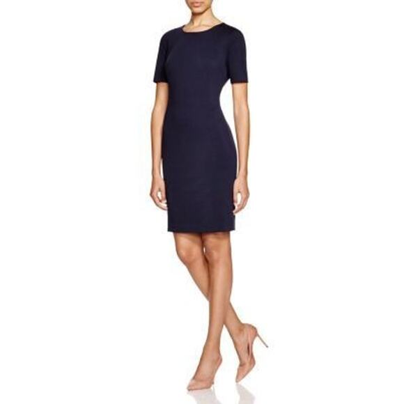 T Tahari Judianne Short Sleeve Fitted Sheath Dress Navy - 8 - Picture 1 of 7